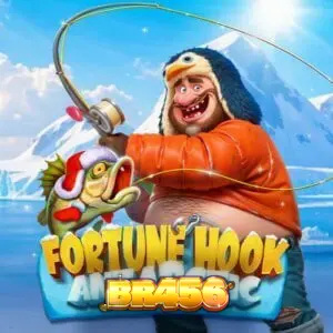 Cena gelada com pinguins e elementos de pesca no slot Fortune Hook Antarctic